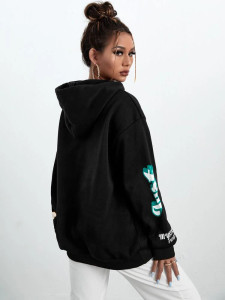 Fifth Avenue DIFT700 Stickers Print Hoodie - Black