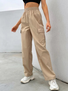 Fifth Avenue Women's Elastic Wide Leg Cargo Pocket Detail Pants FAWLP65