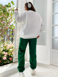 Fifth Avenue WTPS32 Print Oversized Detail Sweatshirt and Jogger Pants Set