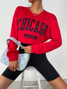 Fifth Avenue DIFT706 Chicago Printed Sweatshirt - Red