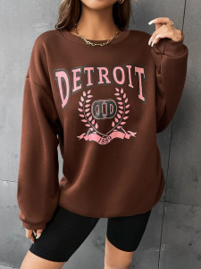 Fifth Avenue DIFT708 Detroit Printed Sweatshirt - Brown