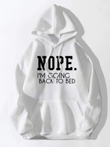 Fifth Avenue DIFT712 Nope In Bed Print Hoodie - White