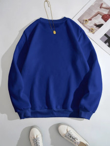 Fifth Avenue DIFT726 Heart Outline Printed Sweatshirt - Royal Blue