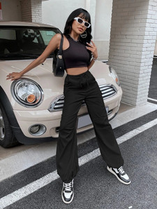 Fifth Avenue Women's Elastic Wide Leg Pocket Detail Pants FAWLP75