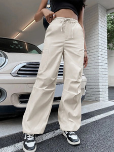 Fifth Avenue Women's Elastic Wide Leg Pocket Detail Pants FAWLP76