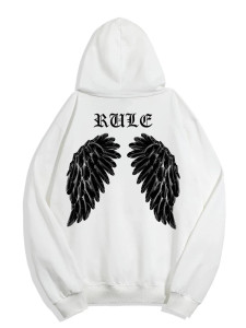 Fifth Avenue Front Back Printed Hoodie MIFT287 - White