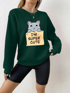 Fifth Avenue DIFT770 I'm Cute Printed Sweatshirt - Green