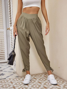 Fifth Avenue Women's Elastic Waist Tie Ankle Detail Pants FAWLP83
