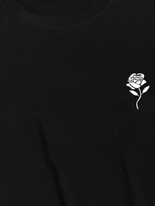 Fifth Avenue Floral Pocket Printed MIFT350 AOKI Dip Hem T-Shirt - Black