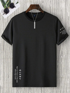 Fifth Avenue Text Printed MIFT361 T-Shirt - Black