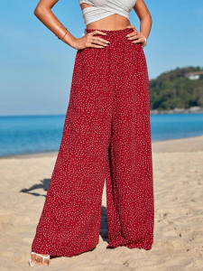 Fifth Avenue Women's Elastic Waist Polka Dot Detail Pants FAWLP93