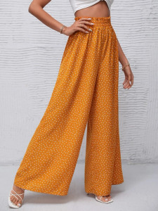 Fifth Avenue Women's Elastic Waist Polka Dot Detail Pants FAWLP94