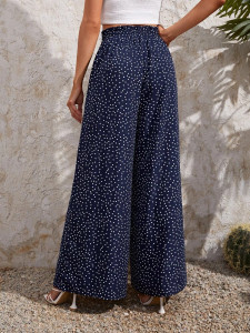 Fifth Avenue Women's Elastic Waist Polka Dot Detail Pants FAWLP95