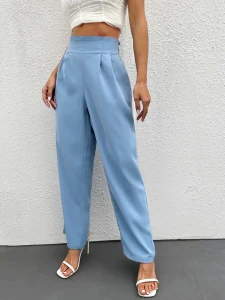 Fifth Avenue Women's Elastic Pleat Detail Waist Pocket Detail Pants FAWLP108