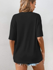 Fifth Avenue DIFT816 Figure Print Printed Oversized T-Shirt - Black