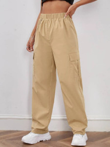 Fifth Avenue Women's Elastic Chain Detail Waist Pocket Detail Pants FAWLP111