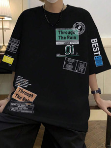 Nine Zero Stickers Printed NZMT1 T-Shirt - Black