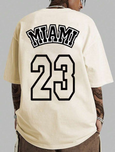 Nine Zero Miami 23 Front Back Printed NZMT5 T-Shirt - Cream