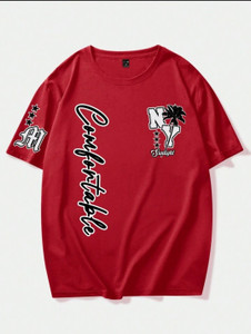 Nine Zero NY Comfortable Printed NZMT6 T-Shirt - Red