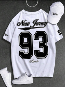 Nine Zero New Jersey Front Back Printed NZMT8 T-Shirt - White