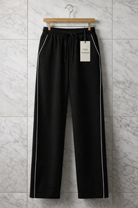 Fifth Avenue Womens Striped Wide Leg Track Pants - FAW26PA4 - Black