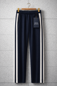 Fifth Avenue Womens Striped Wide Leg Track Pants - FAW26PA6 - Navy Blue
