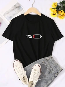 Womens Premium Cotton Printed T-Shirt - APRIN73 - Black