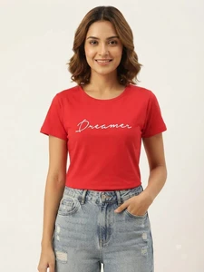 Women's Printed Detail Cotton T-Shirt MEPST588