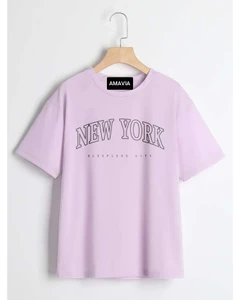 Womens Premium Cotton Printed T-Shirt - APRIN127 - Purple
