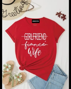 Copy of Womens Premium Cotton Printed T-Shirt - APRIN189 - Red