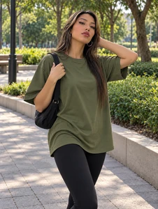 Fifth Avenue DONST Oversized Womens T-Shirt - Army Green