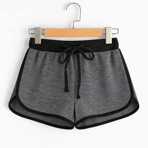 Fifth Avenue Women's French Terry Dolphin Contrast Hem Shorts - Charcoal and Black