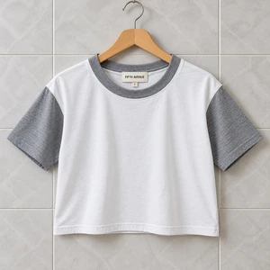 Fifth Avenue Women's RIMBLO Crop Top - White Grey