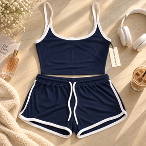 Fifth Avenue Women's WSNS206 T-Shirts and Shorts Set - Navy Blue