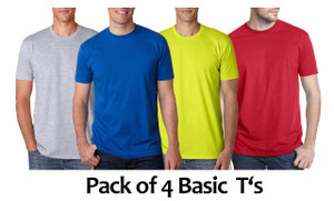 Pack of 4 Basic Crew Neck T Shirts By Tee Tall