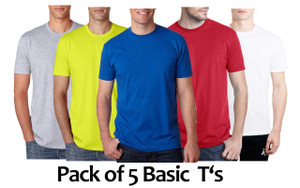 Pack of 5 Basic Crew Neck T Shirts By Tee Tall
