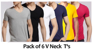 Pack of 6 V Neck T Shirts by Tee Tall