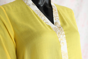 Yellow Silk Lawn Top by Marvi