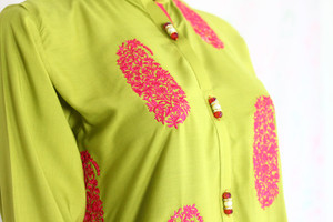 Lime Green Silk Lawn Shirt By Marjan