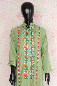 Lime-Green Silk Lawn Shirt By Marjan