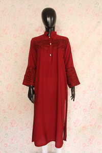 Maroon Silk Lawn Shirt 2 By Marjan