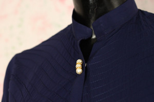 Navy Blue Silk Lawn Shirt 2 By Marjan