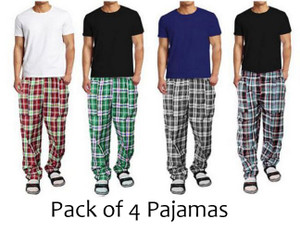 Pack Of 4 Checkered Cotton Pajamas by Tee Tall