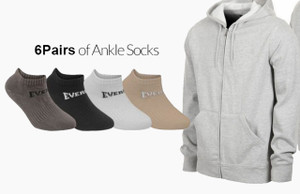 Heather Grey Premium Hoodie & 6 Pairs Ankle Socks by Tee Tall