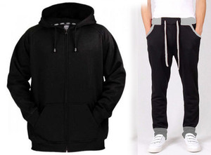 Pack Of Black Hoodie & Black Sweatpants by Tee Tall