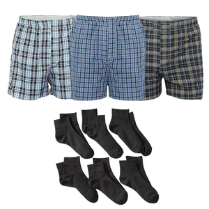 Pack of 3 Boxers and 6 Ankle Socks