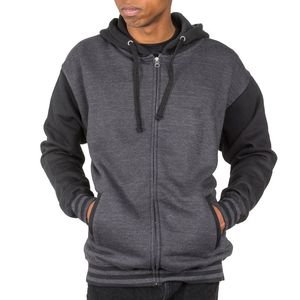 Varsity Hoodie by Rush With Fleece Lining - Charcoal