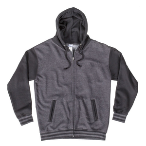 Varsity Hoodie by Rush With Fleece Lining - Charcoal