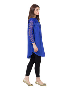 Royal Blue Cotton and Net Top For Women by Tee Tall