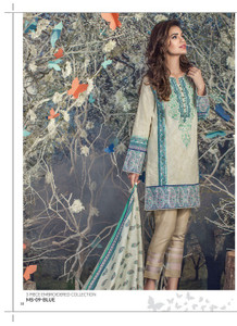 AlKaram Mid Summer Printed 3 Piece Embroidered MS-09-Blue